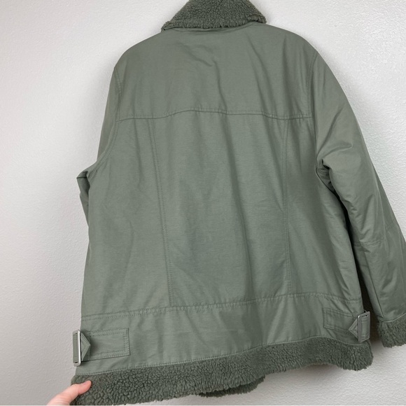 Old Navy Women's Large Sherpa-Lined Utility Jacket Dill Caper Green Coat - Picture 13 of 16